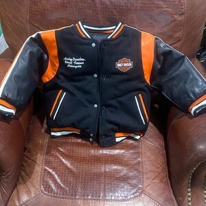 Harley-Davidson Kids Black and Orange Varsity Jacket
